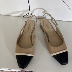 ✨Charter Club Women's Tan and Black Slingback Flats✨